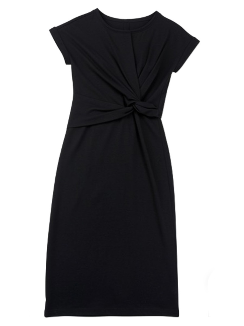 GAP Black Softspun Twist-Knot Front Midi Dress XS Very Good Condition